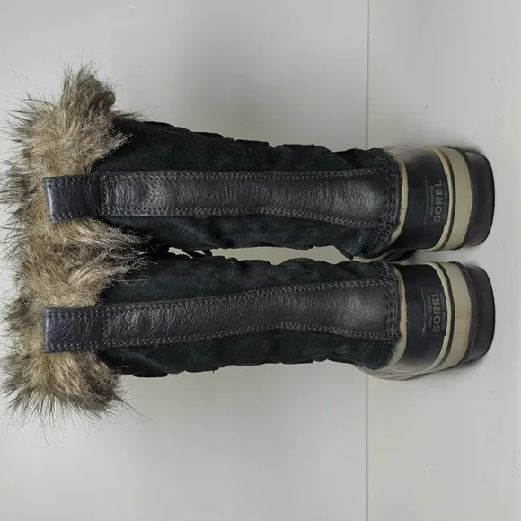 Sorel Joan of Arctic waterproof black suede winter boots womans size 8 EU 39