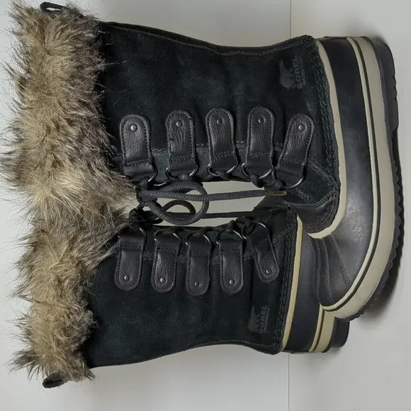 Sorel Joan of Arctic waterproof black suede winter boots womans size 8 EU 39