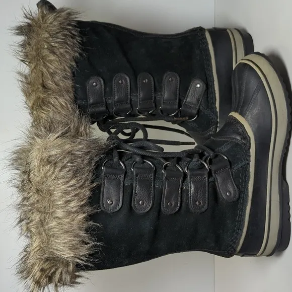 Sorel Joan of Arctic waterproof black suede winter boots womans size 8 EU 39