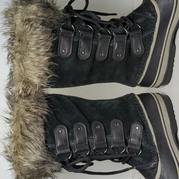 Sorel Joan of Arctic waterproof black suede winter boots womans size 8 EU 39