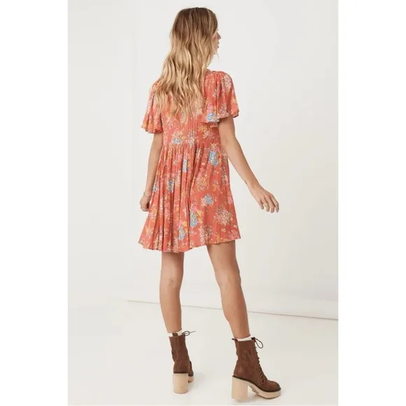 Spell Bohemian Gypsy Meadowland Flutter Sleeve Mini Dress Poppy Medium Cottage