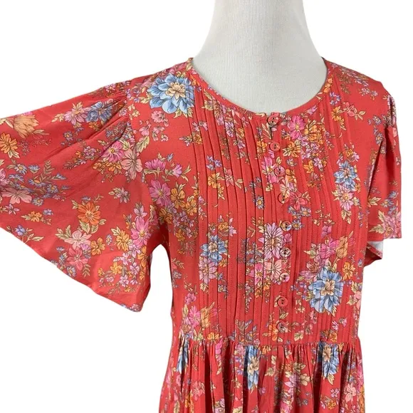 Spell Bohemian Gypsy Meadowland Flutter Sleeve Mini Dress Poppy Medium Cottage