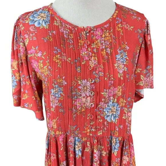 Spell Bohemian Gypsy Meadowland Flutter Sleeve Mini Dress Poppy Medium Cottage