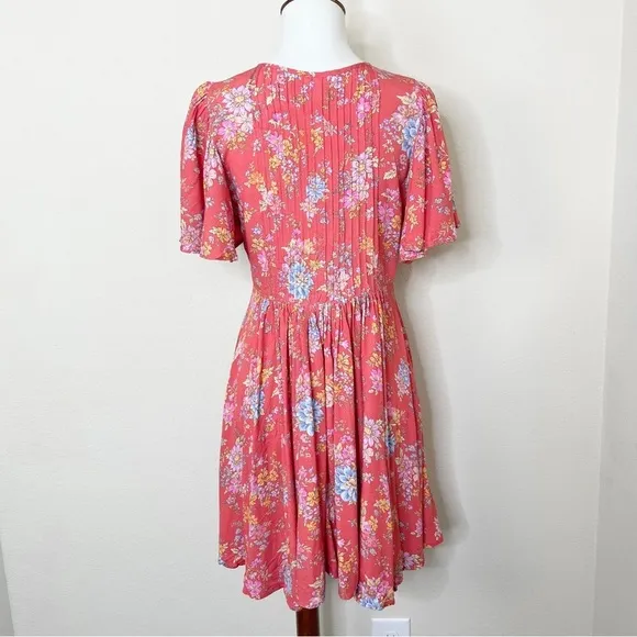 Spell Meadowland Flutter Sleeve Mini Dress Poppy