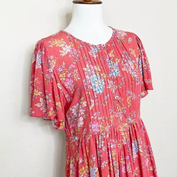 Spell Meadowland Flutter Sleeve Mini Dress Poppy