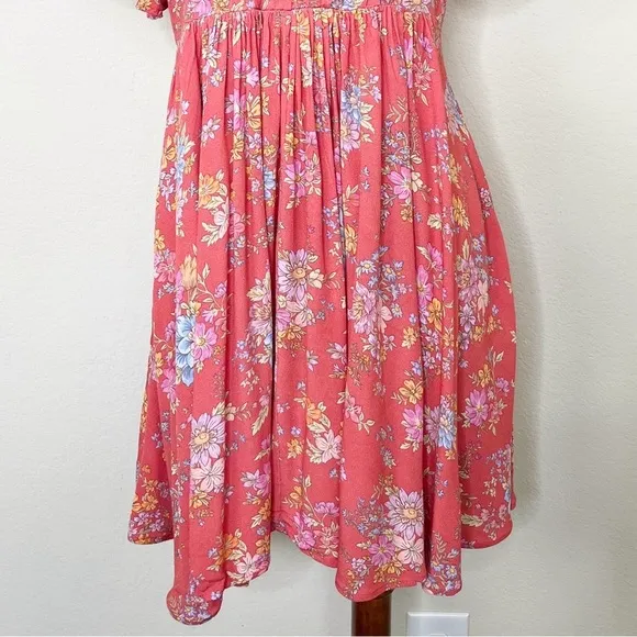 Spell Meadowland Flutter Sleeve Mini Dress Poppy
