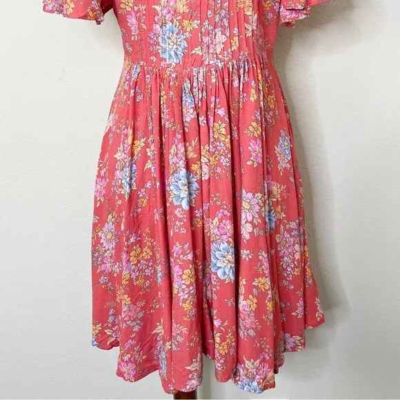 Spell Meadowland Flutter Sleeve Mini Dress Poppy