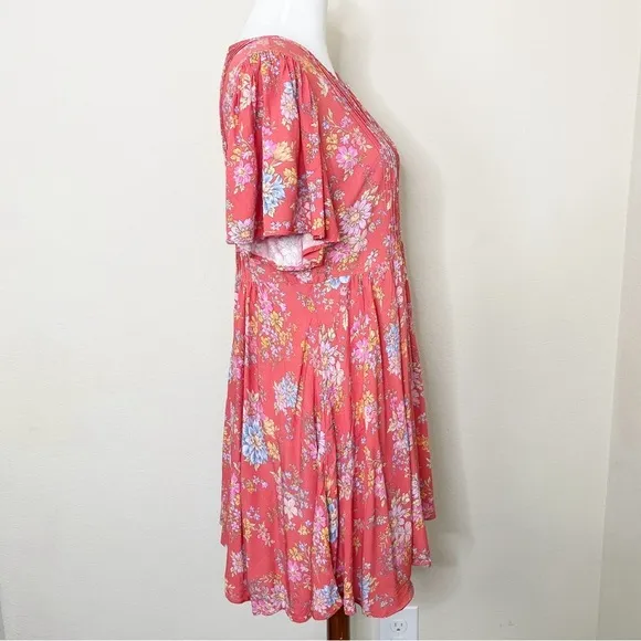 Spell Meadowland Flutter Sleeve Mini Dress Poppy
