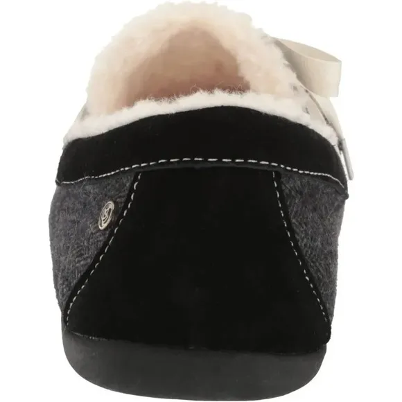 Spenco girl's Faux Furr Birch Slip On Black Slip Resistant Shoes Size 5