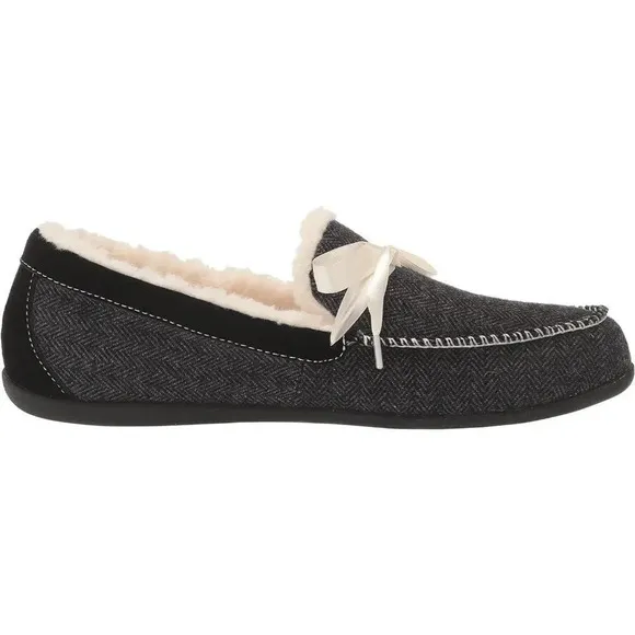 Spenco girl's Faux Furr Birch Slip On Black Slip Resistant Shoes Size 5