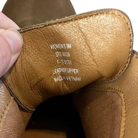 Sperry Stella Prow Suede Wedge Ankle Boots Size 9 Womens Brown Leather Booties