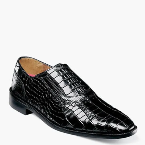 Stacy Adams Tedesco Cap Toe Oxford Lizard Leather Dress Shoes 25630-400 sz 10​