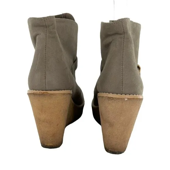 Stella McCartney Taupe Suede Platform Wedge Ankle Boots Size 36