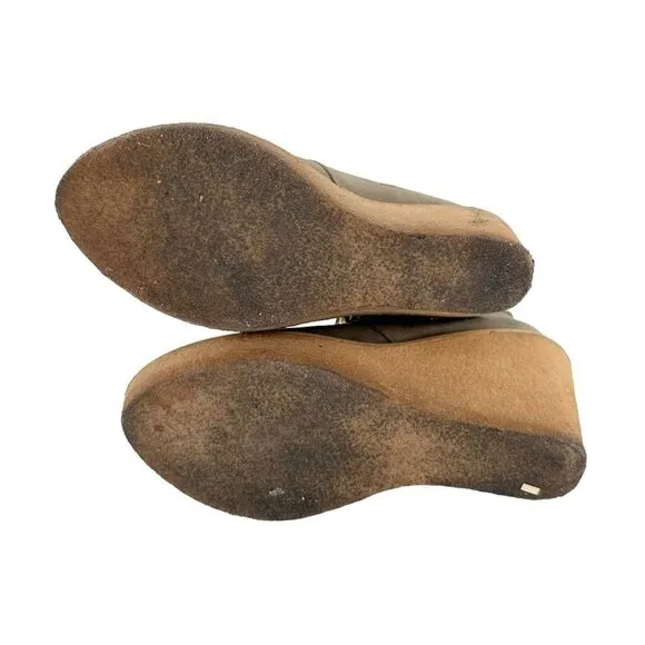 Stella McCartney Taupe Suede Platform Wedge Ankle Boots Size 36