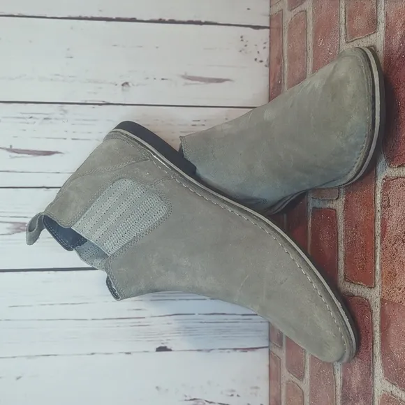 Steve Madden Mens Grey Sand Suede Intuit Leather Chelsea Boot Size 12