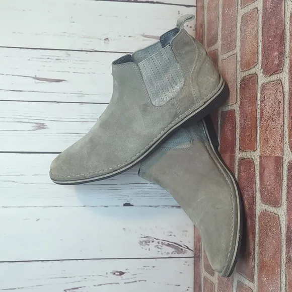Steve Madden Mens Grey Sand Suede Intuit Leather Chelsea Boot Size 12