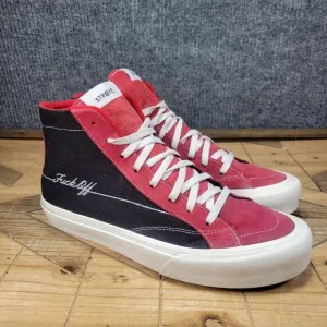 Straye Hiland &quot;F*ck Off&quot; Mens 11 High Top Red Black Suede Skate Shoes Hollywood