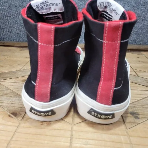 Straye Hiland &quot;F*ck Off&quot; Mens 11 High Top Red Black Suede Skate Shoes Hollywood