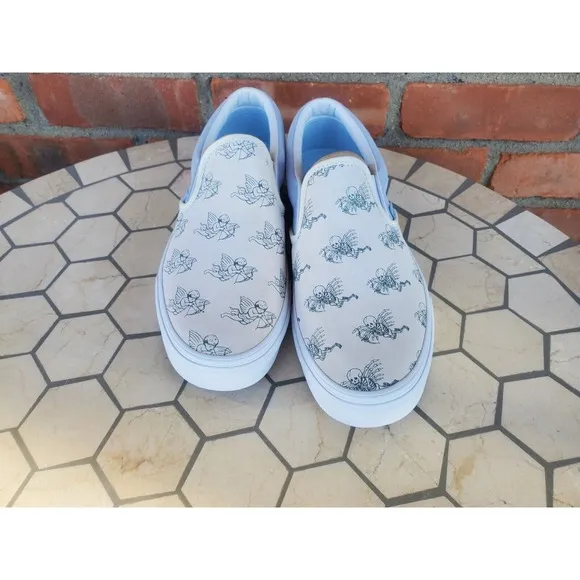 Sz 10 Vans Men Classic Slip On Love You To Death Suede Marshmallow Shoes Rare