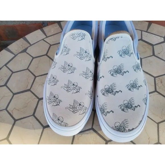 Sz 10 Vans Men Classic Slip On Love You To Death Suede Marshmallow Shoes Rare