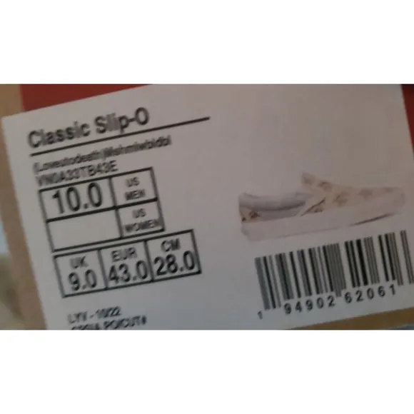 Sz 10 Vans Men Classic Slip On Love You To Death Suede Marshmallow Shoes Rare