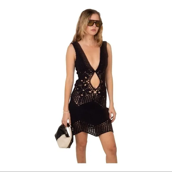 TACH CLOTHING FAUNA CROCHET DRESS - BLACK