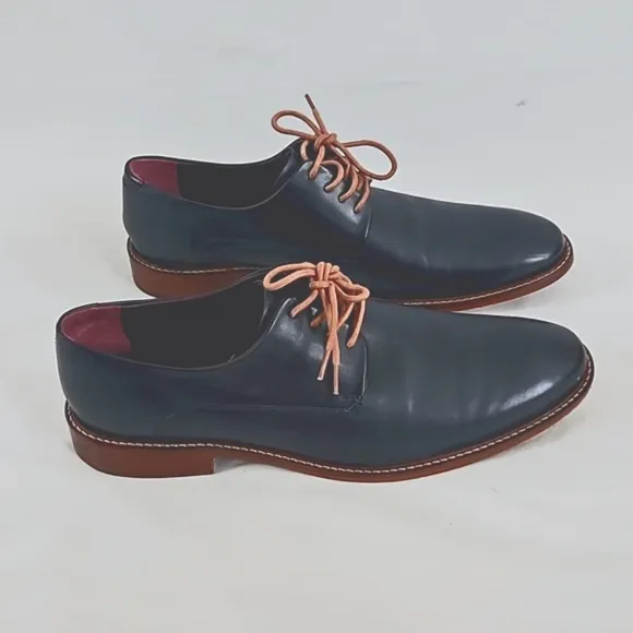 Ted Baker IRRON 2 Mens Dark Navy Blue and Brown Leather Derby Lace Up Shoes 11.5