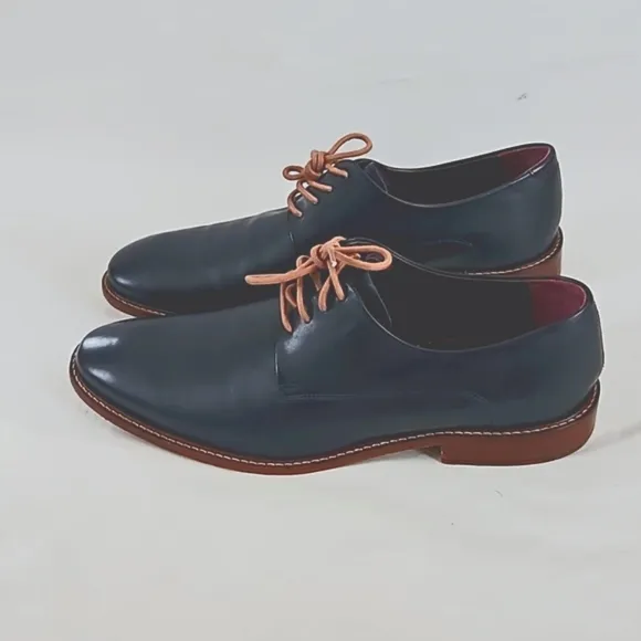 Ted Baker IRRON 2 Mens Dark Navy Blue and Brown Leather Derby Lace Up Shoes 11.5