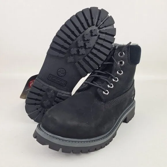 Timberland 6 In Classic Boot Nubuck Black LITTLE KIDS Waterproof