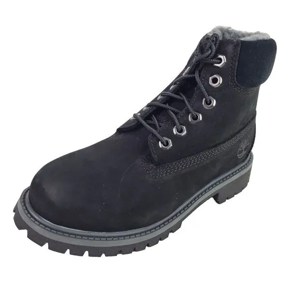 Timberland 6 In Classic Boot Nubuck Black LITTLE KIDS Waterproof