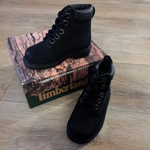 Timberland Children's Toddler Big Baby Classic Black 6&quot; Boots Size 5.5 New NOB