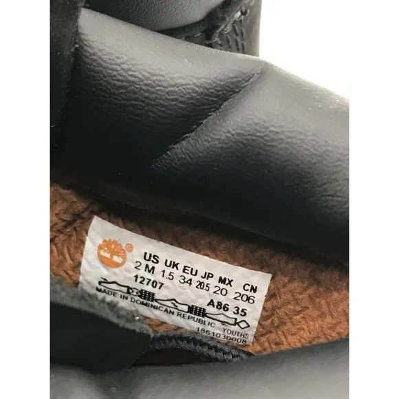 Timberland Kids Classic 6&quot; Premium All Black Waterproof Boots Youth Size 2
