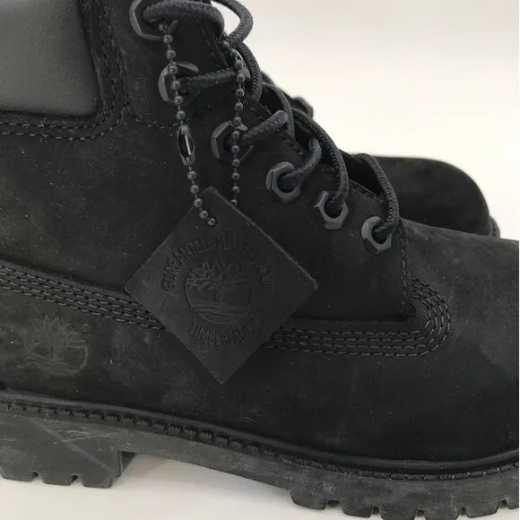 Timberland Kids Classic 6&quot; Premium All Black Waterproof Boots Youth Size 2
