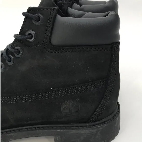 Timberland Kids Classic 6&quot; Premium All Black Waterproof Boots Youth Size 2