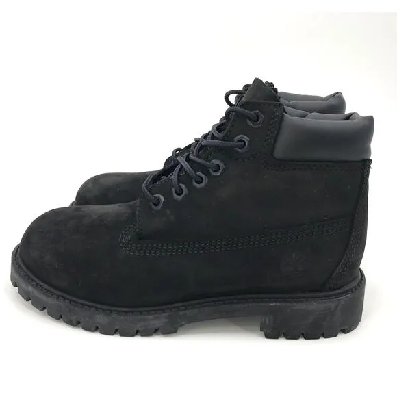 Timberland Kids Classic 6&quot; Premium All Black Waterproof Boots Youth Size 2