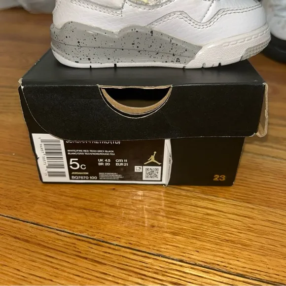 Toddler Air Jordan 4 Retro Athletic Shoes ‘White Oreo’ BQ7670 100 - Size 5C