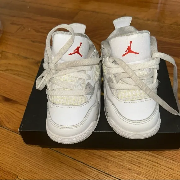 Toddler Air Jordan 4 Retro Athletic Shoes ‘White Oreo’ BQ7670 100 - Size 5C