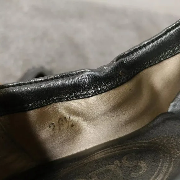TOD'S Dee Ballet Flats Womens Size 38.5 EU Shoes Metallic Leather Buckle Slip On
