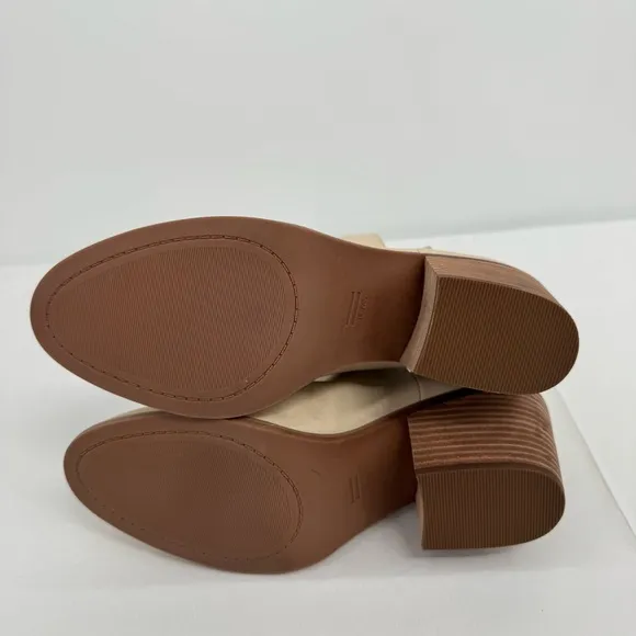 TOMS 10018909 Women's Everly Cutout Beige Leather Slip-On Ankle Boots Shoes