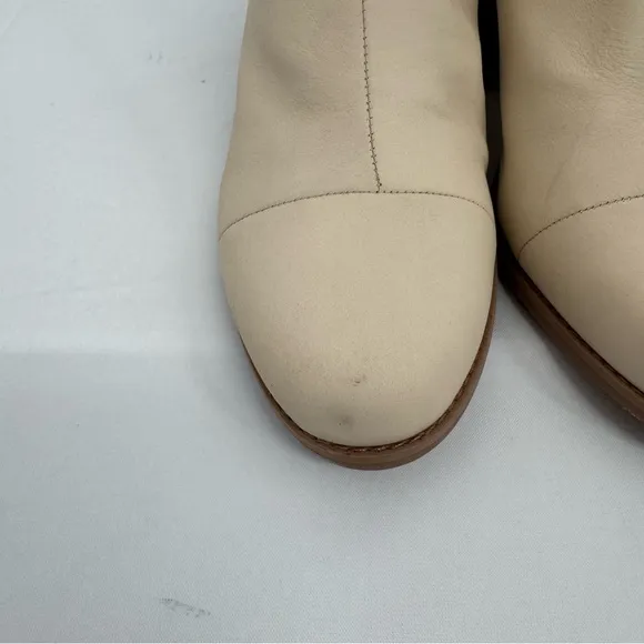 TOMS 10018909 Women's Everly Cutout Beige Leather Slip-On Ankle Boots Shoes