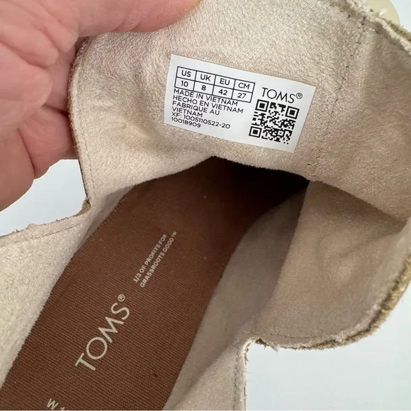 TOMS 10018909 Women's Everly Cutout Beige Leather Slip-On Ankle Boots Shoes