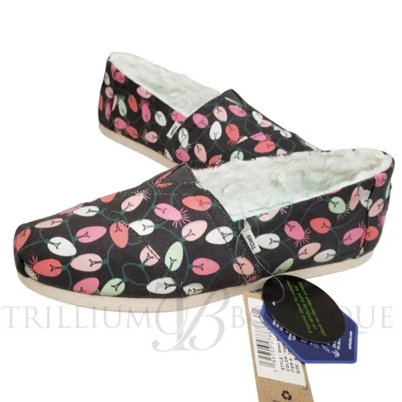 TOMS Forged Iron Tree Lights Alparagata Ortholite Slip-Ons Glow in the Dark NIB!