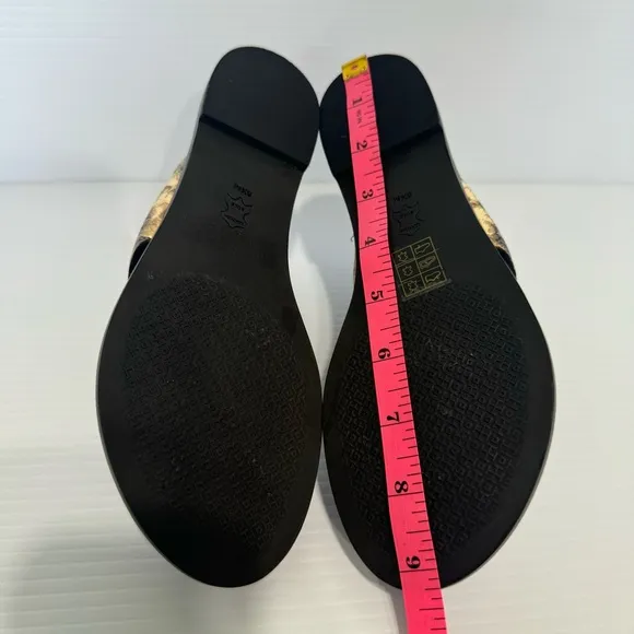 Tory Burch Patos Disk Thong Woven Leather Sandals Size 5 1/2