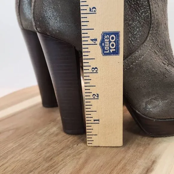 Tory Burch Sebastian Ankle Boots Size 7 M Distressed Brown Leather Real Shearlin