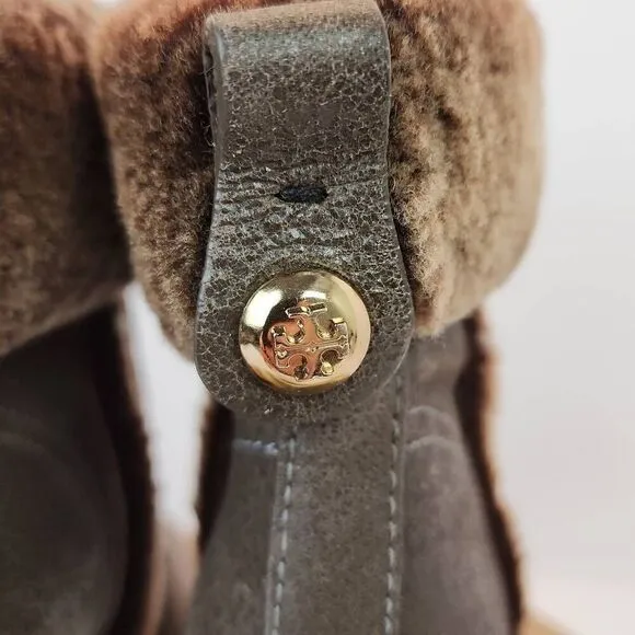 Tory Burch Sebastian Ankle Boots Size 7 M Distressed Brown Leather Real Shearlin
