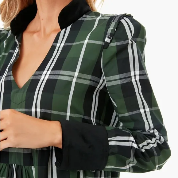 TUCKERNUCK Tartan Bristol Dress Velvet Details Pockets Size Small