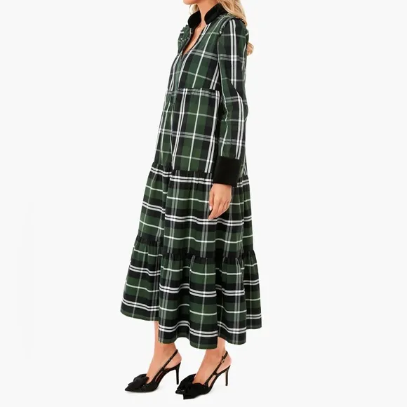 TUCKERNUCK Tartan Bristol Dress Velvet Details Pockets Size Small