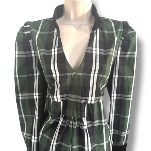 TUCKERNUCK Tartan Bristol Dress Velvet Details Pockets Size Small