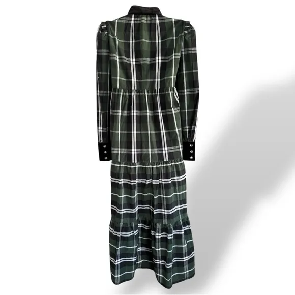 TUCKERNUCK Tartan Bristol Dress Velvet Details Pockets Size Small