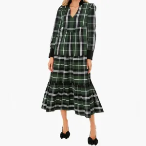 TUCKERNUCK Tartan Bristol Dress Velvet Details Pockets Size Small